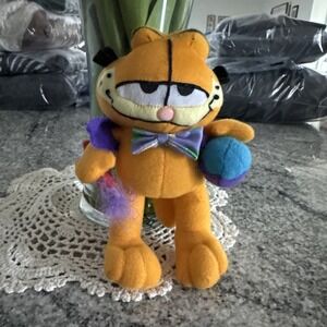 Vtg Garfield EASTER Stuffed Animal Plush Painting Egg Toy Cat Paws Vest Bow-Tie